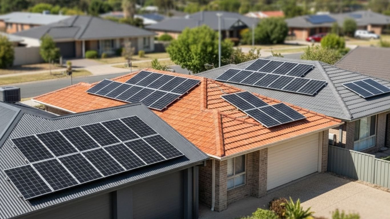 Different roof types in Canberra fitted with residential solar panel systems