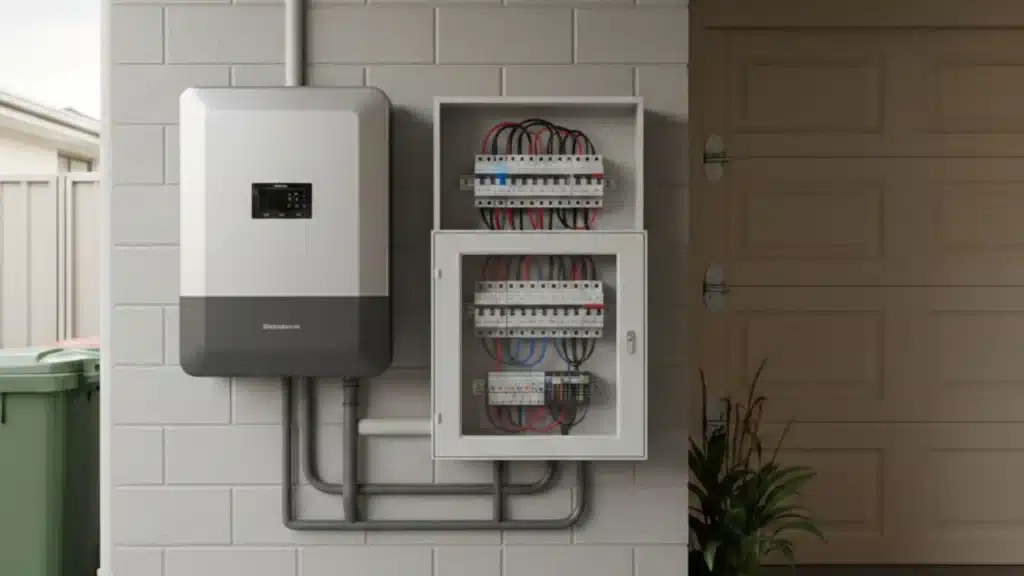 Hybrid solar inverter connected to battery system in Canberra house