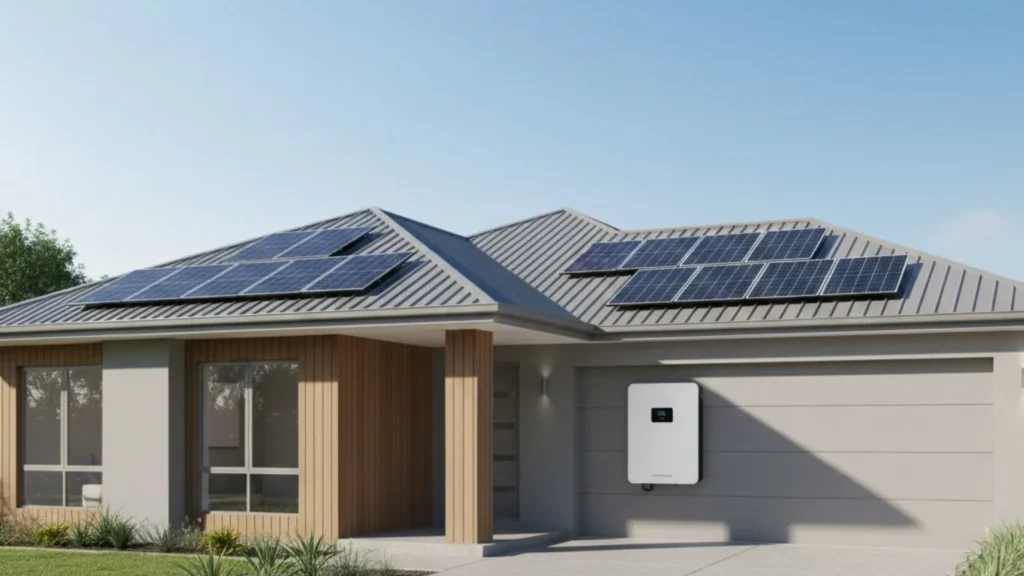 Residential solar battery system installed on a Canberra home with rooftop solar panels