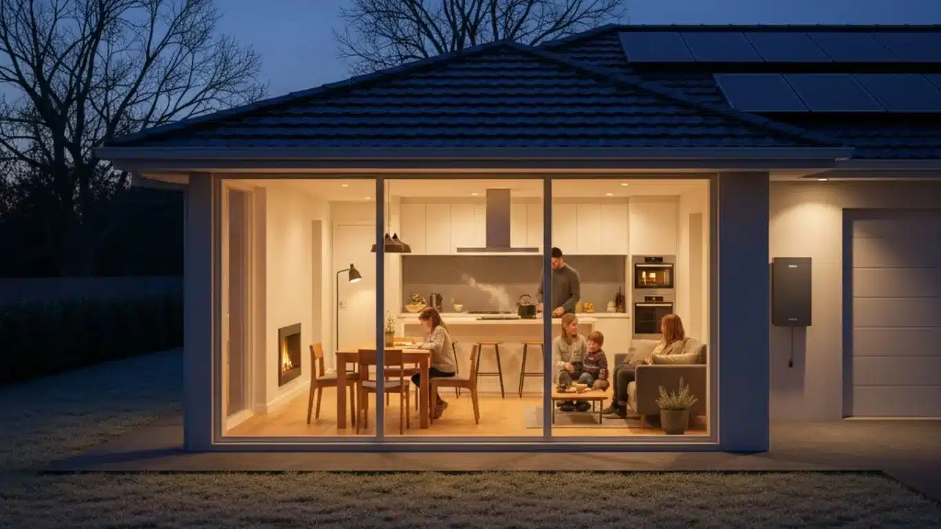 Solar battery powering a Canberra home during winter evening peak usage